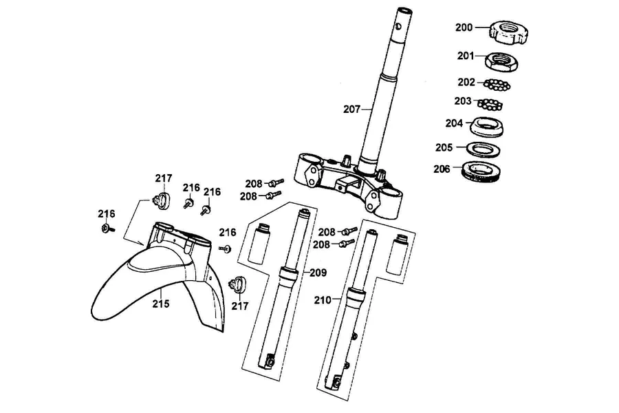 F06 Steering Stem and Front Fork parts diagram