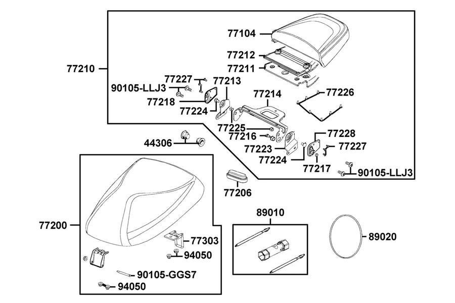F09 Seat parts diagram