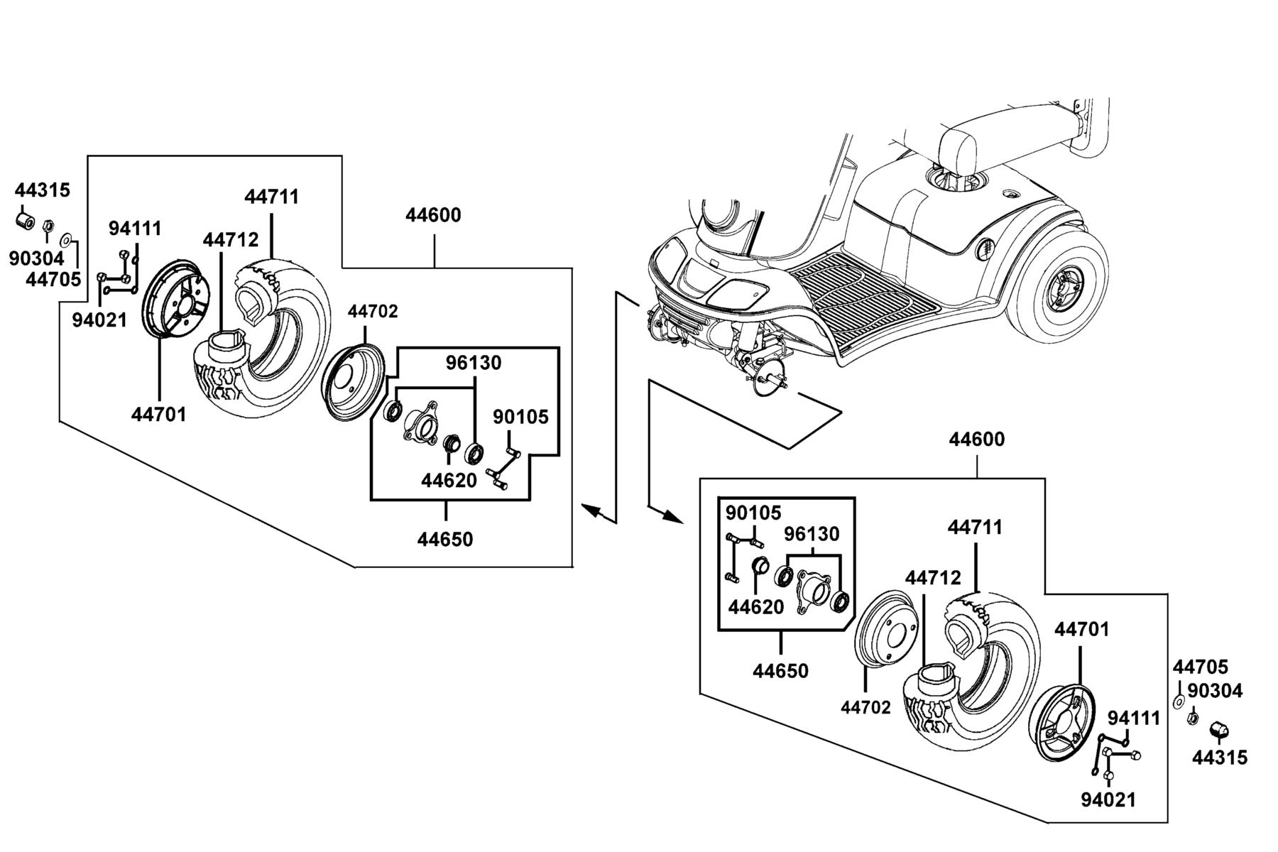 KYMCO SUPERIOR (2014+) Front Wheel parts diagram