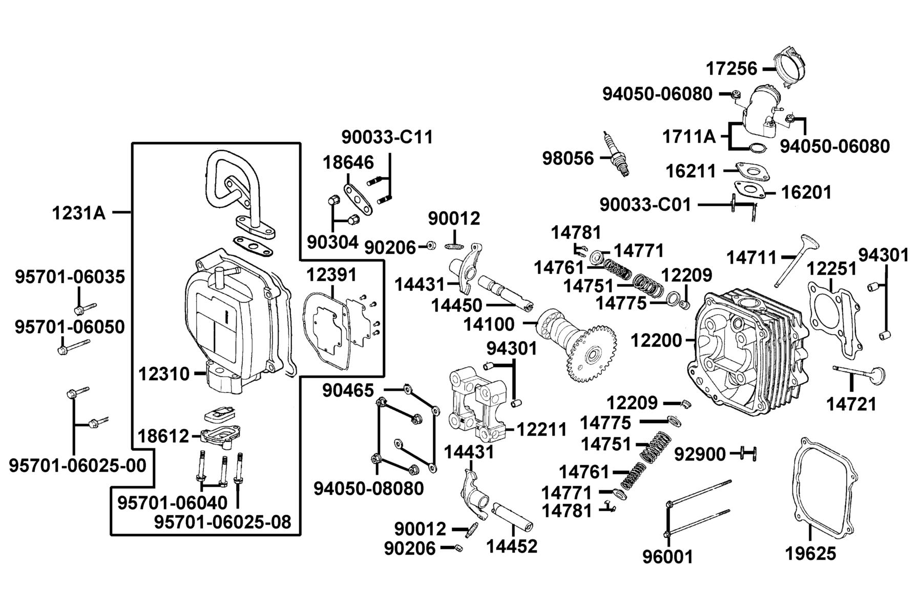 SUPER8 150X OFF-ROAD(2015~) Cylinder Head parts diagram