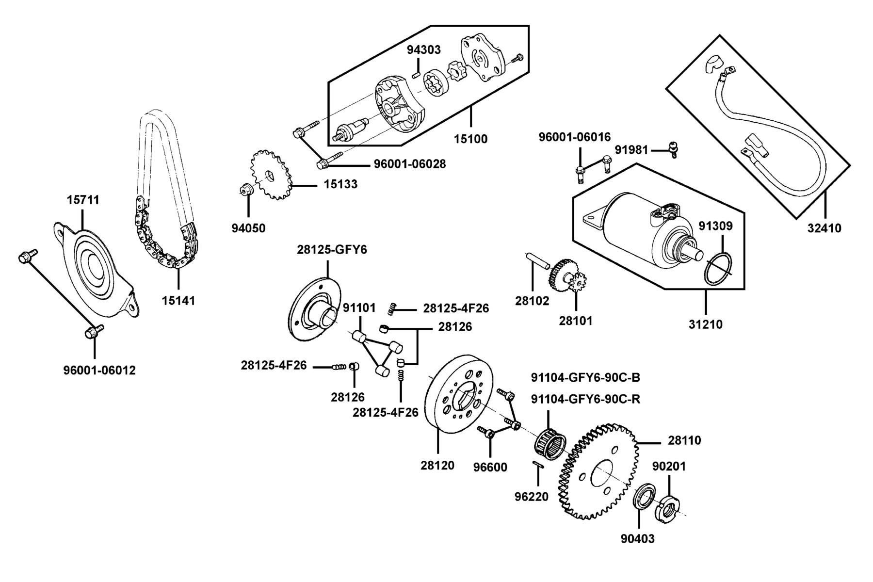 MXU 150 (2016~) Starting Motor parts diagram