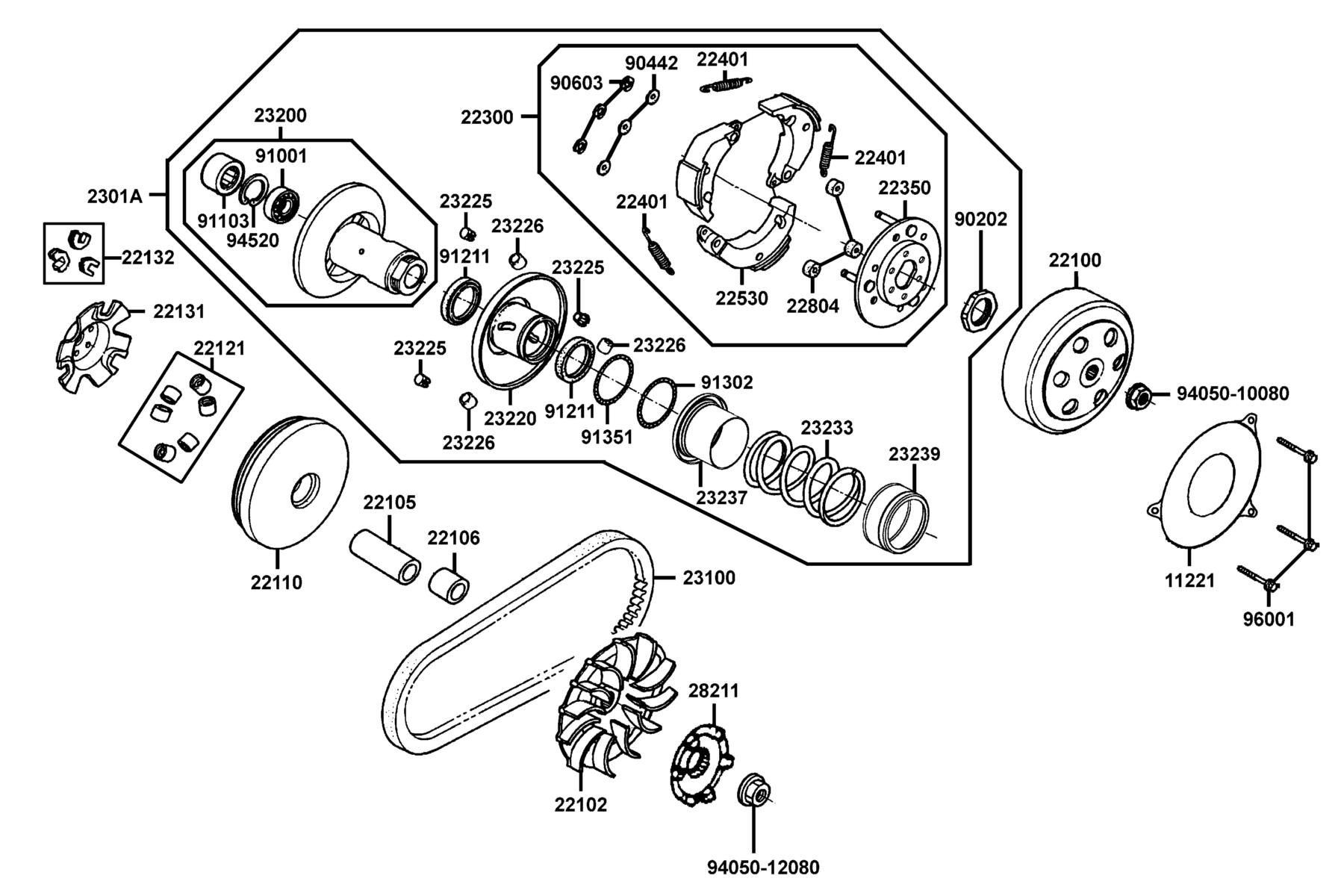 Mongoose 90S(2019) Driven Pulley parts diagram