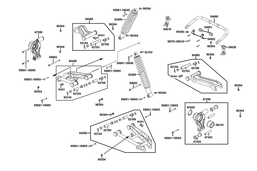 F17 Cushion Assy Rr and Control Arm Assy Rr parts diagram