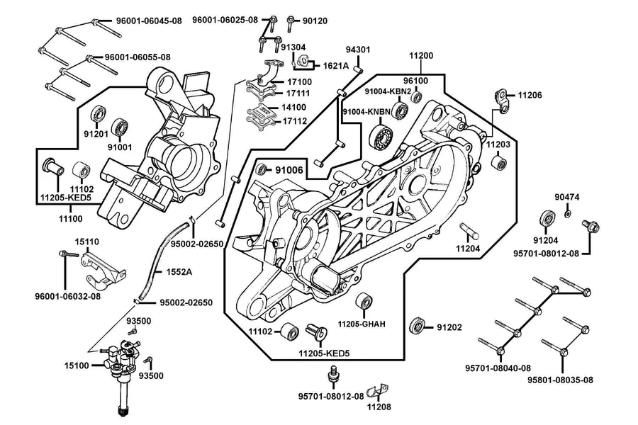 E09 Crankcase and Oil Pump parts diagram