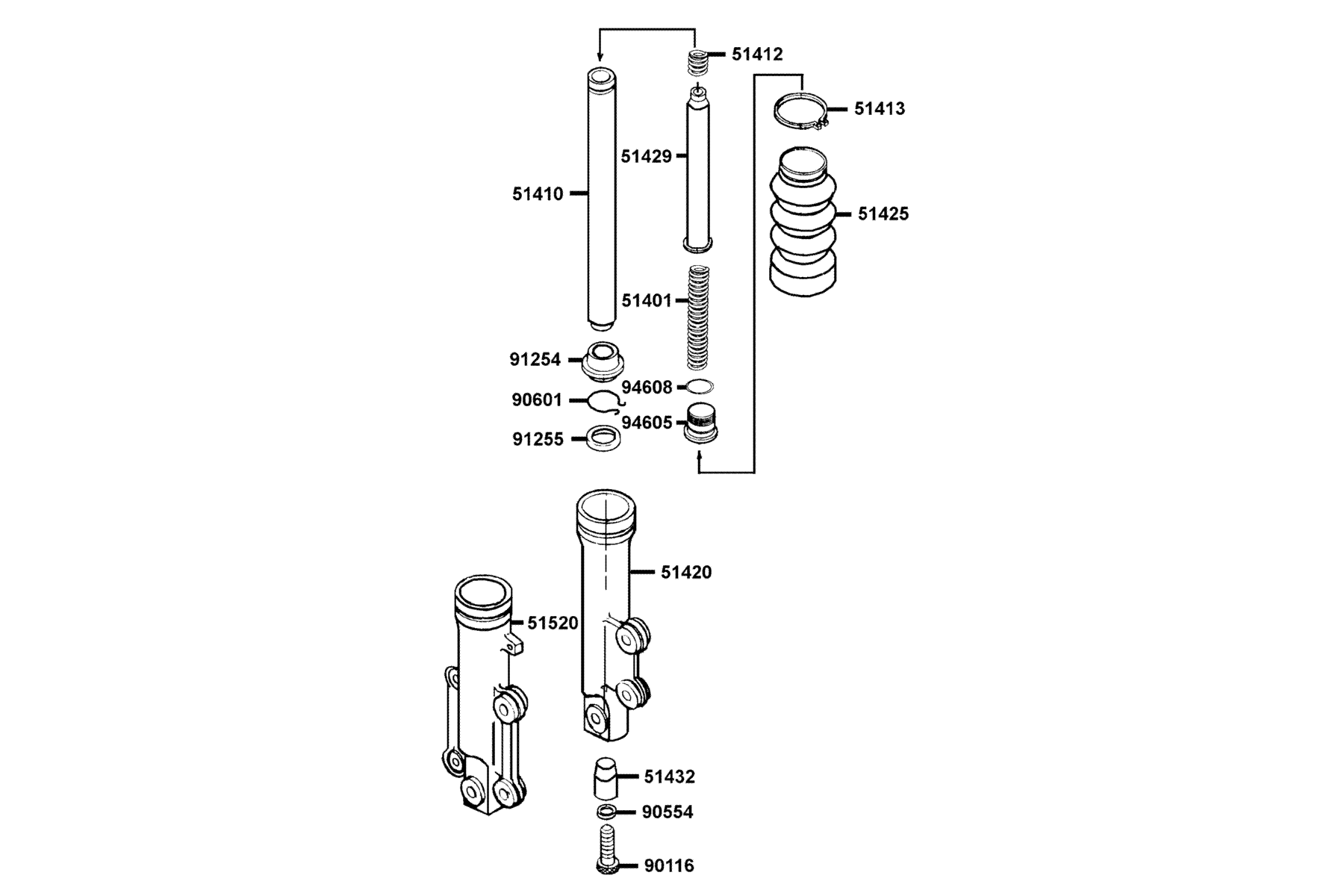 KYMCO VITALITY50 (2008-2008) Separated Parts Of Fr Fork parts diagram