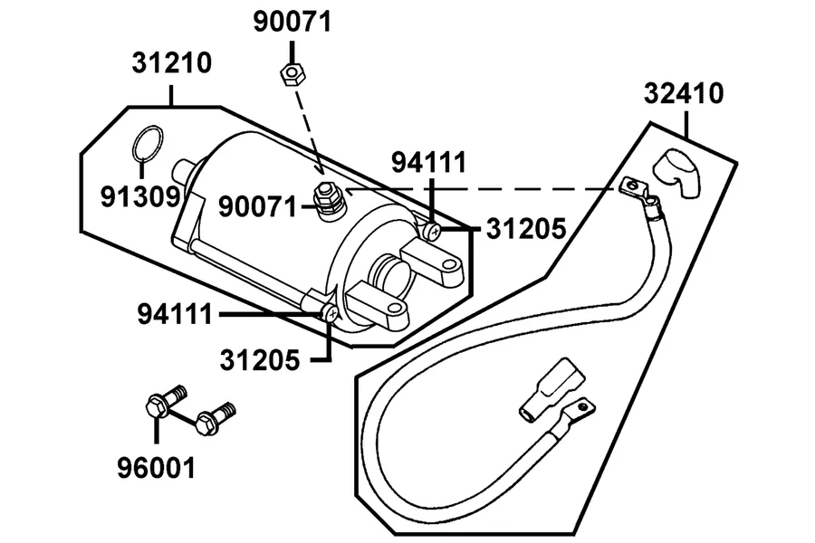 E10 Starter Motor parts diagram