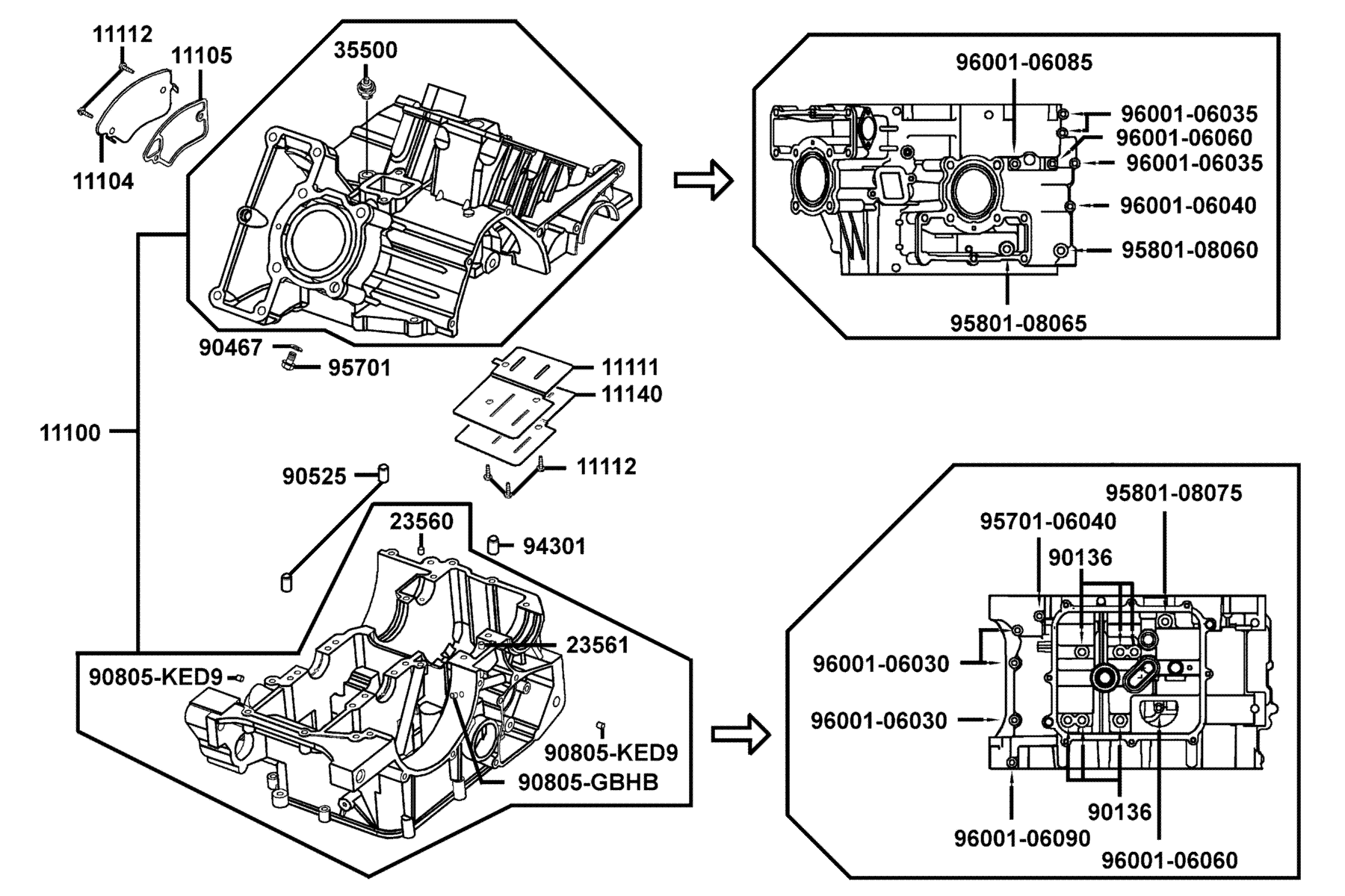 KYMCO VENOX 250 (2008+) Crank Case parts diagram