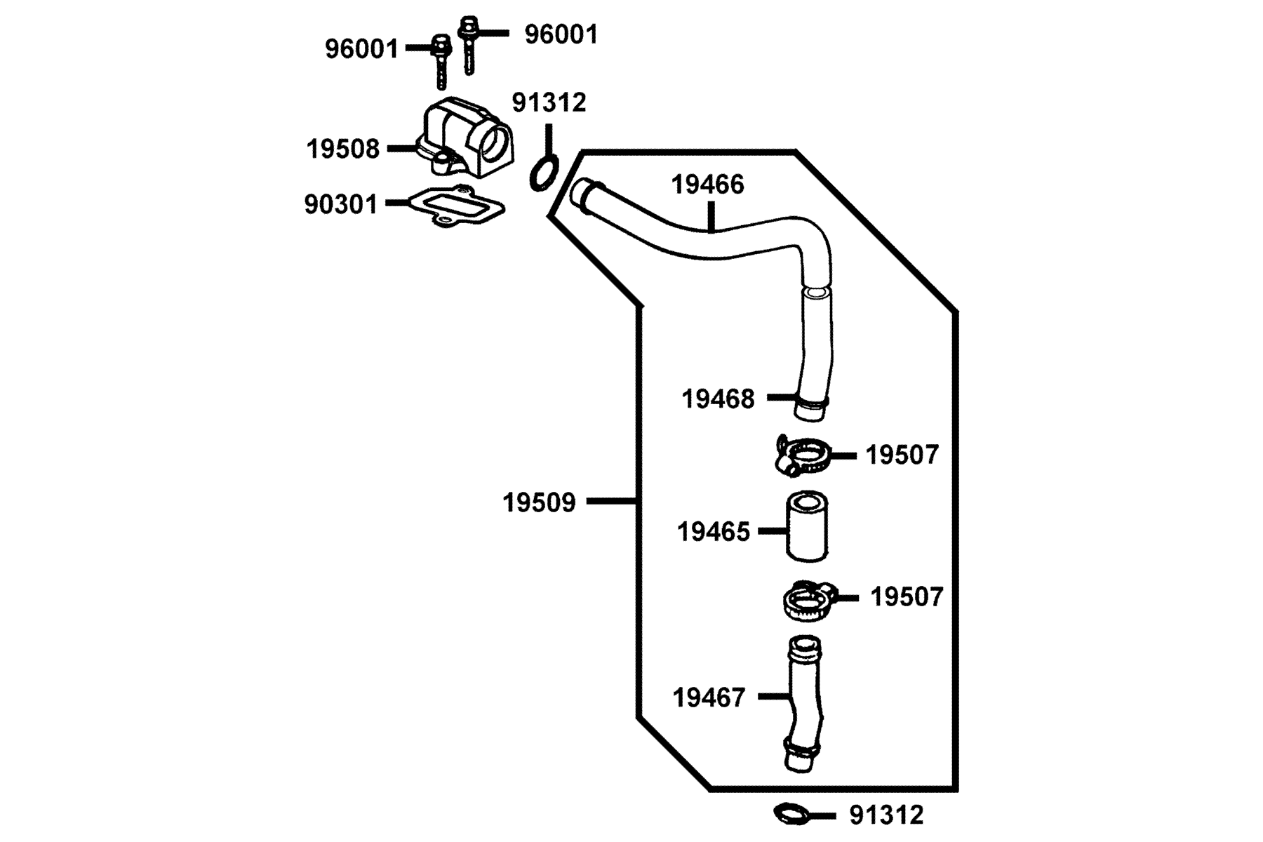 KYMCO VENOX 250 (2008+) Coolant Tube parts diagram