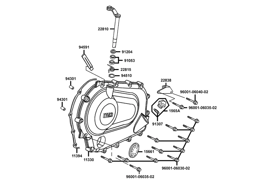 E05 Right Crankcase Cover parts diagram