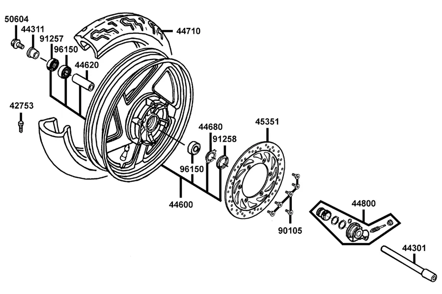 F10 Front Wheel parts diagram