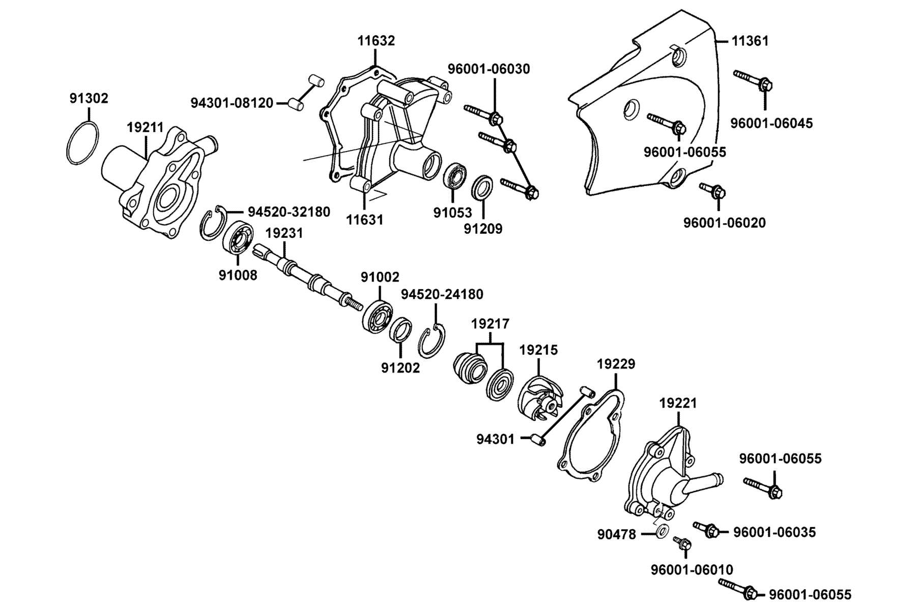 KYMCO VENOX 250 (2008+) Water Pump parts diagram