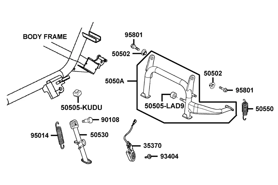 F15 Stand and Kick Starter Arm parts diagram