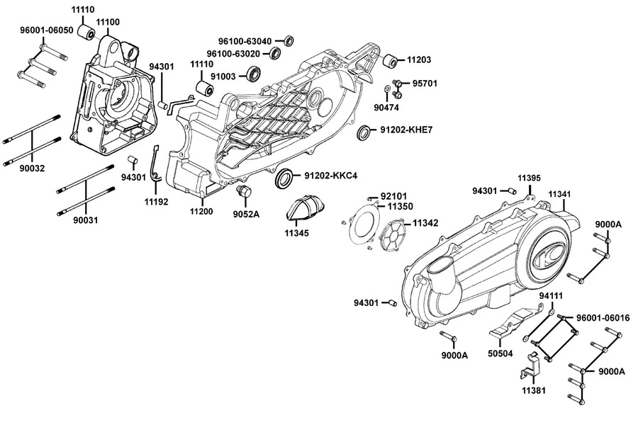 E01 Crank Case parts diagram