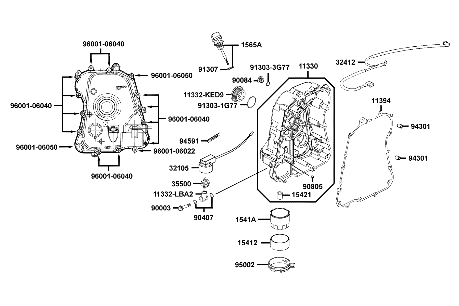 KYMCO XCITING 500 (2008-2008) Right Crankcase Cover and Water Pump parts diagram
