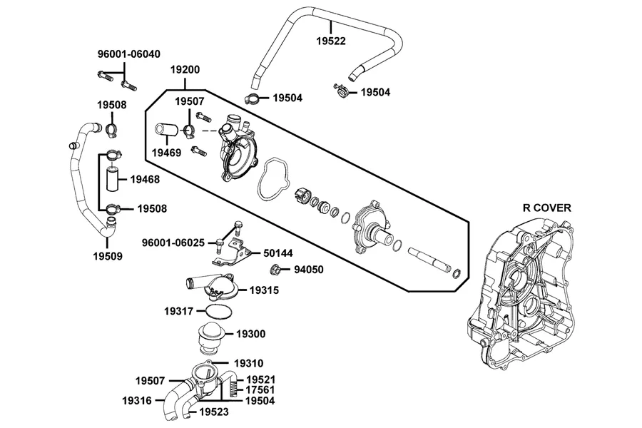 E07 Generator and Water Pump parts diagram