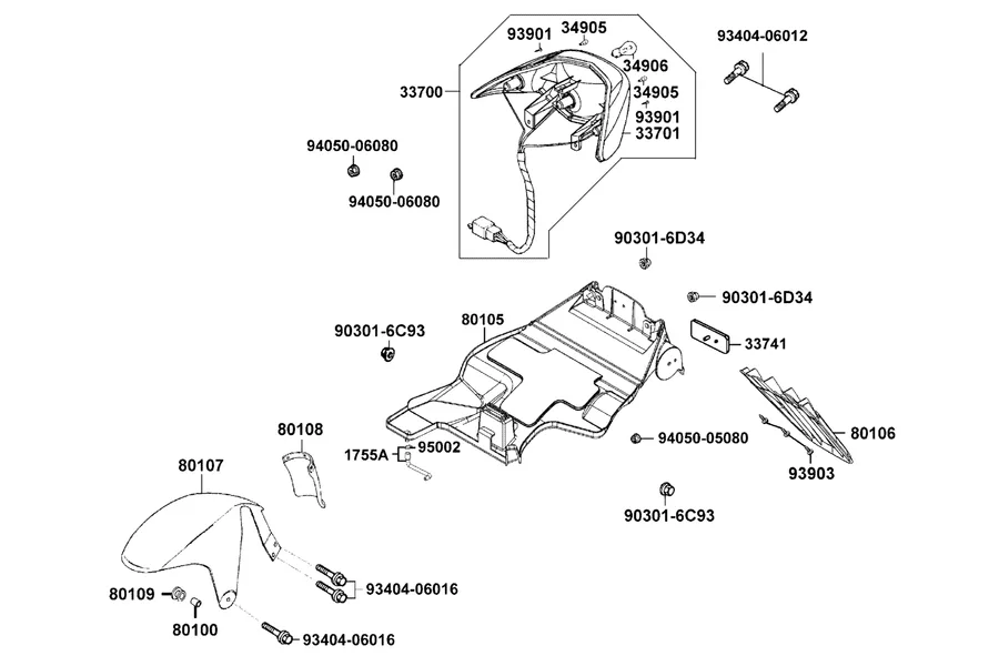 F19 Rear Light and Rear Fender parts diagram