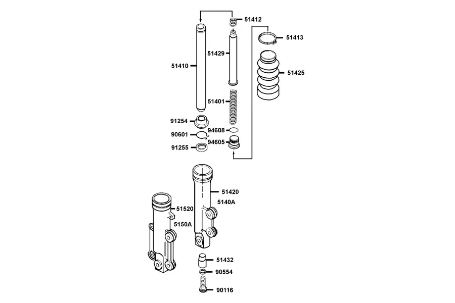 F22 Separated Parts Of Fr Fork parts diagram