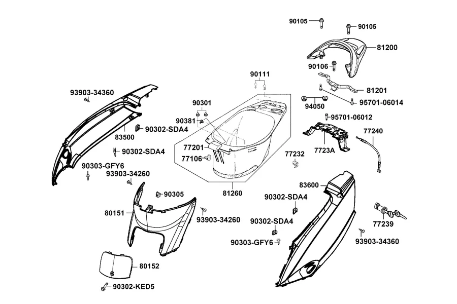 F13 Body Cover and Luggage Box parts diagram