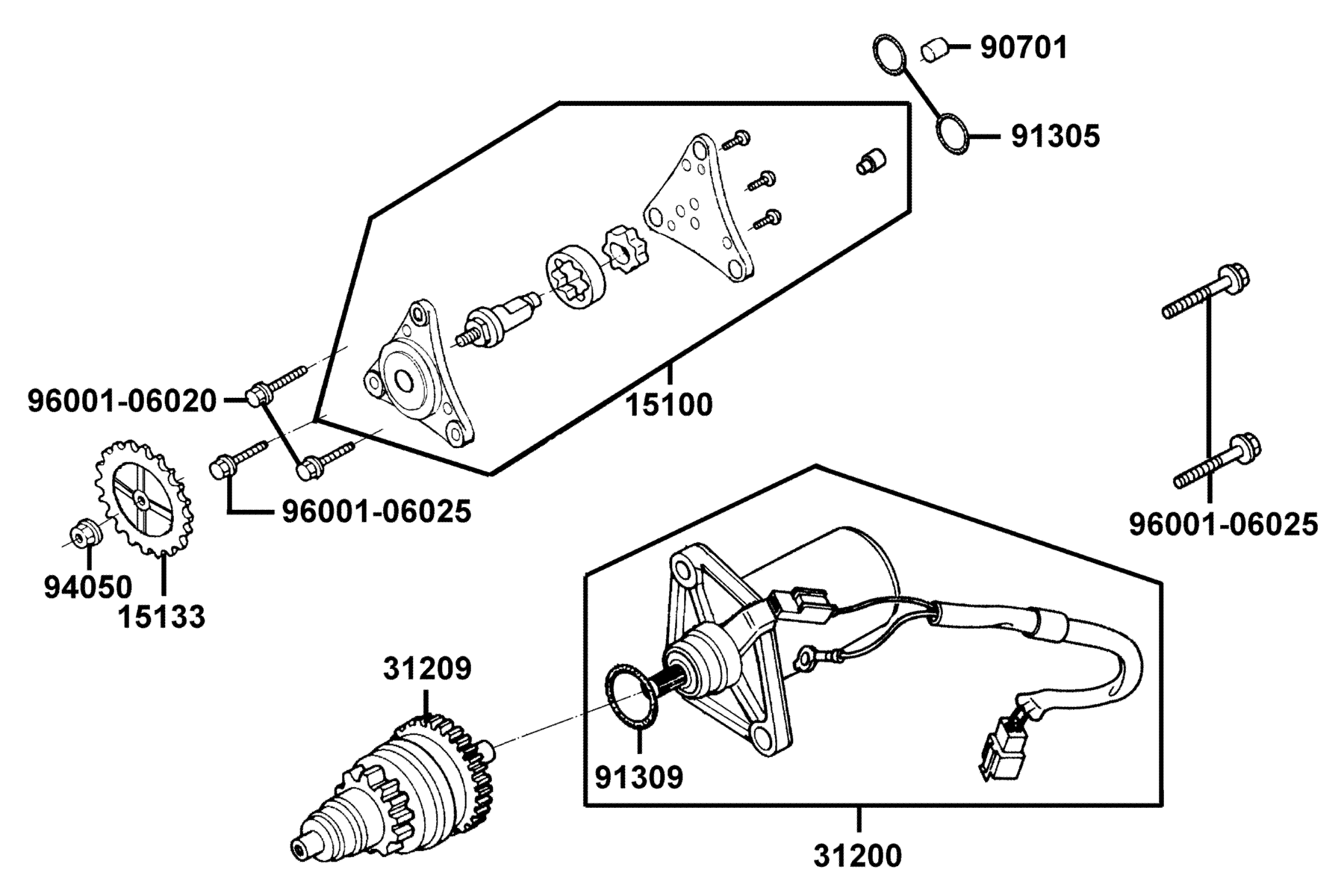 KYMCO VITALITY 50 (2006-2007) Starting Motor and Oil Pump parts diagram