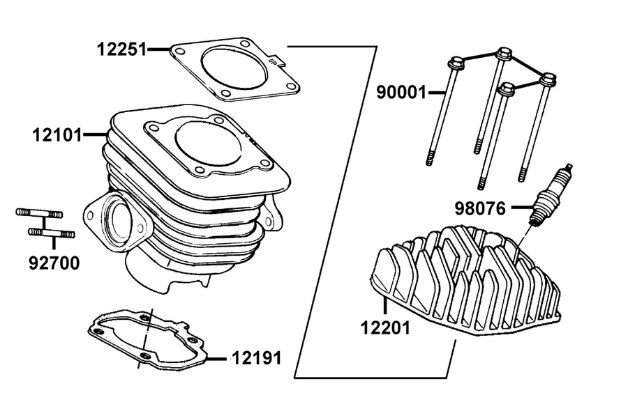 E02 Cylinder Head and Cylinder parts diagram