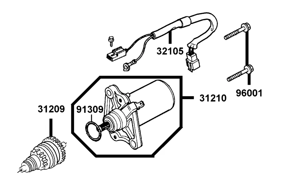 E04 Starting Motor parts diagram