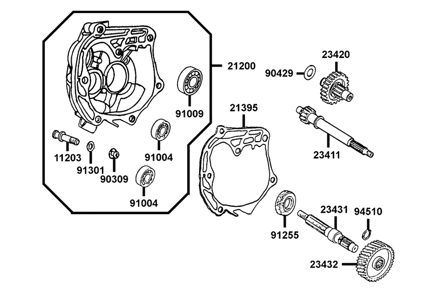 E08 Transmission parts diagram