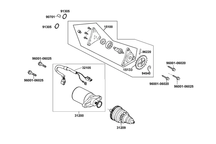 E07 Starting Motor Oil Pump parts diagram