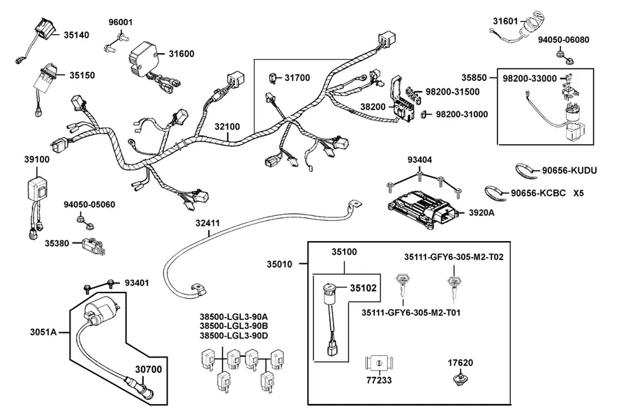 F20 Harness Wire parts diagram