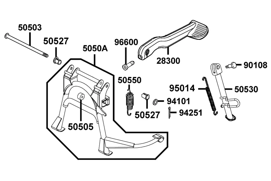 F16 Stand and Kick Starter Arm parts diagram