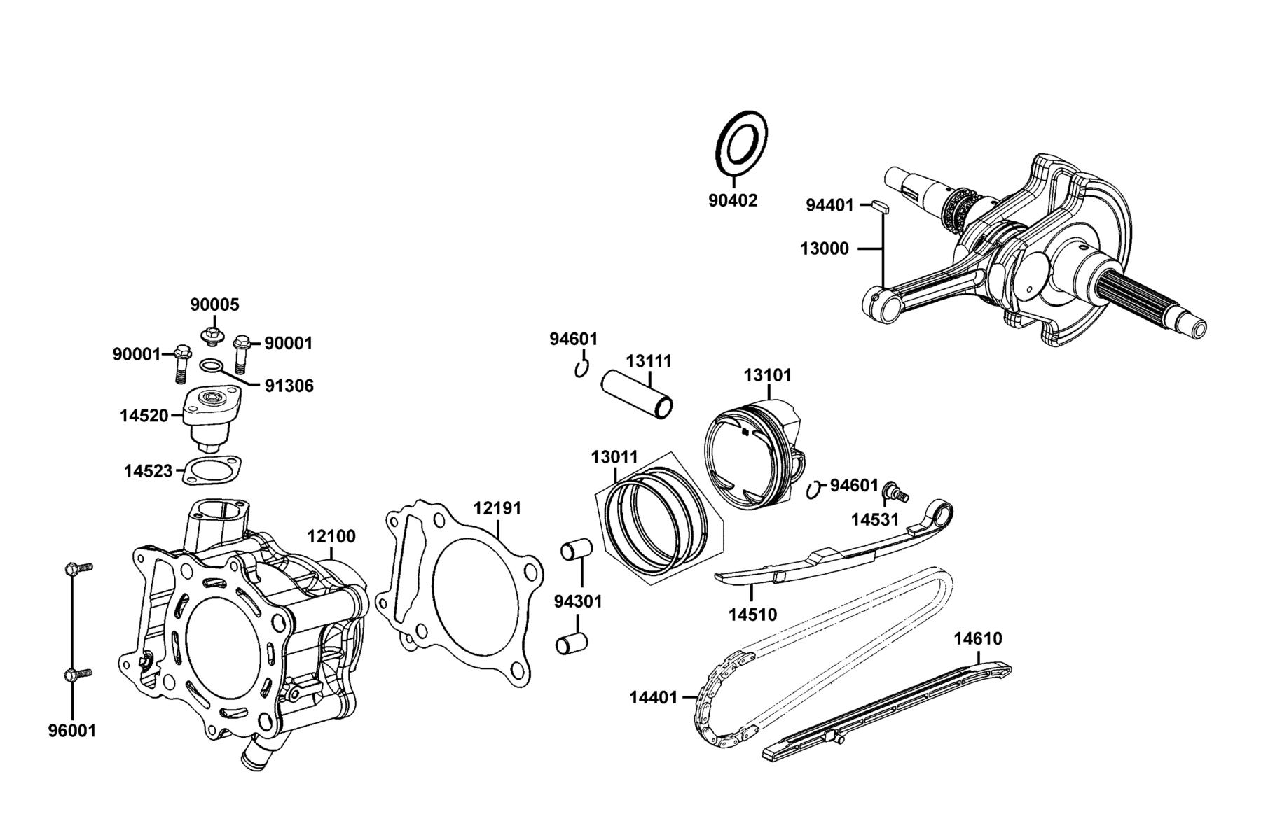 PEOPLE GTi 300 (2016~) Cylinder ● Piston ● Crankshaft parts diagram