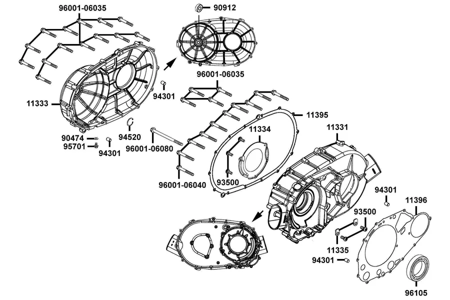 E02 Cover Right Crank Case parts diagram