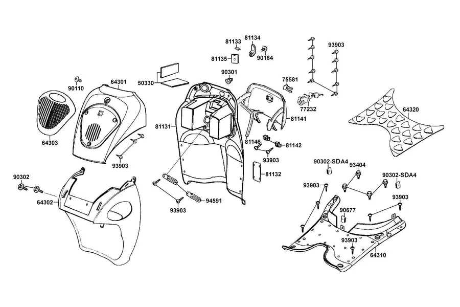 F05 Front Cover and Floor Panel parts diagram