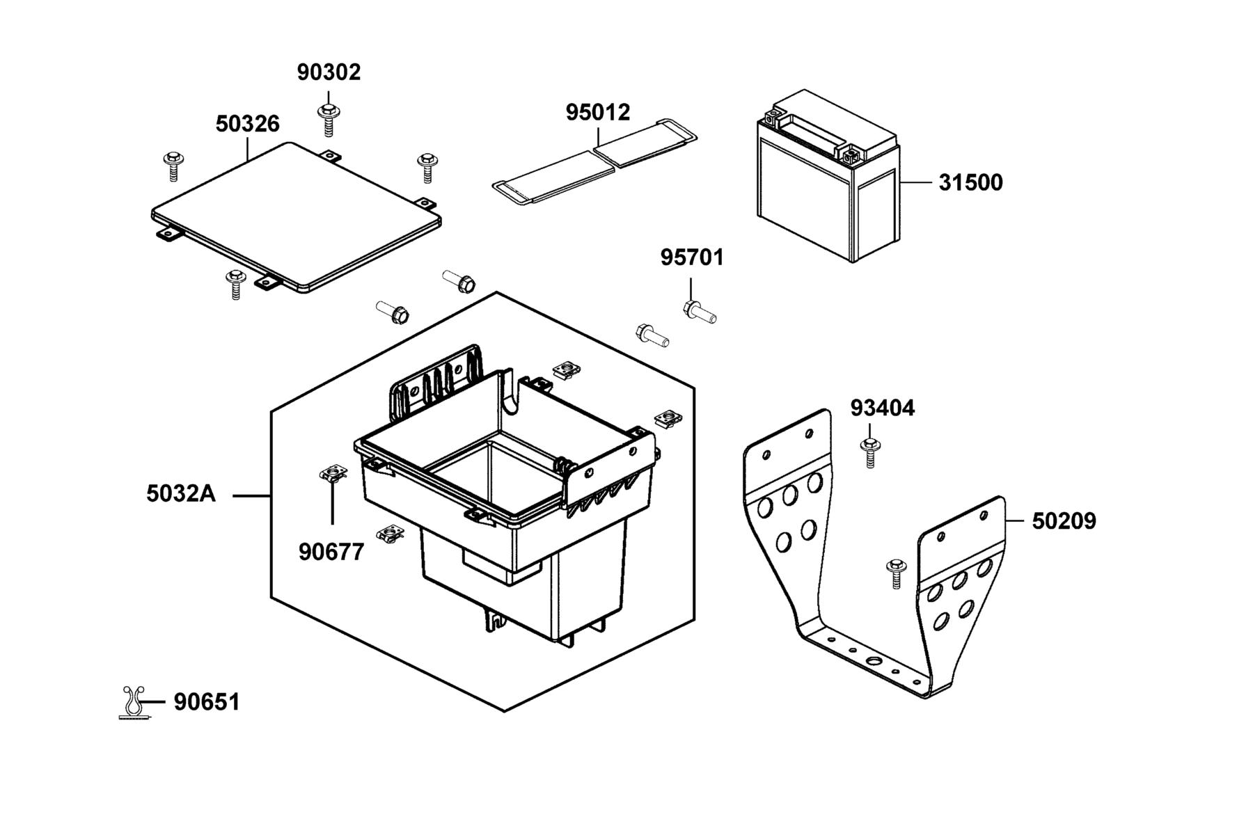 UXV 450i LE (2016~) Battery parts diagram