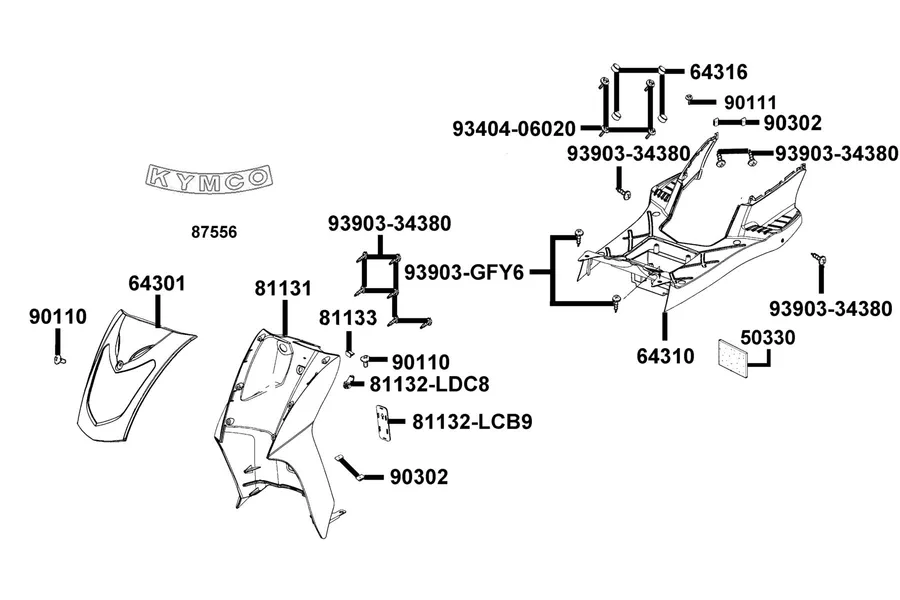 F05 Front Cover and Front Fender parts diagram