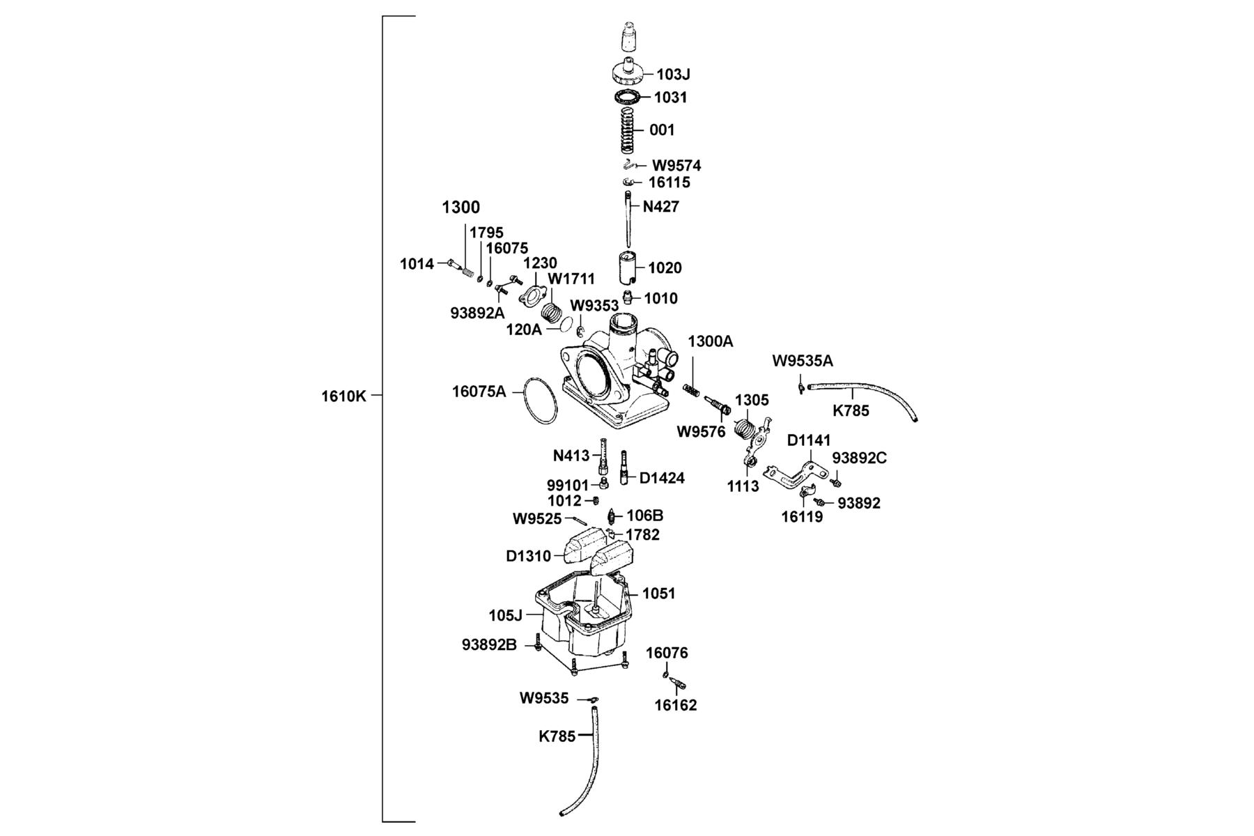 KYMCO Mongoose 250 (2004-2007) Carburetor parts diagram