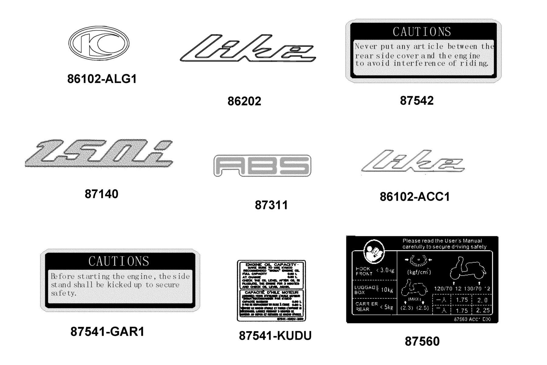 NEW LIKE 150 (2019) Emblem ● Stripe parts diagram