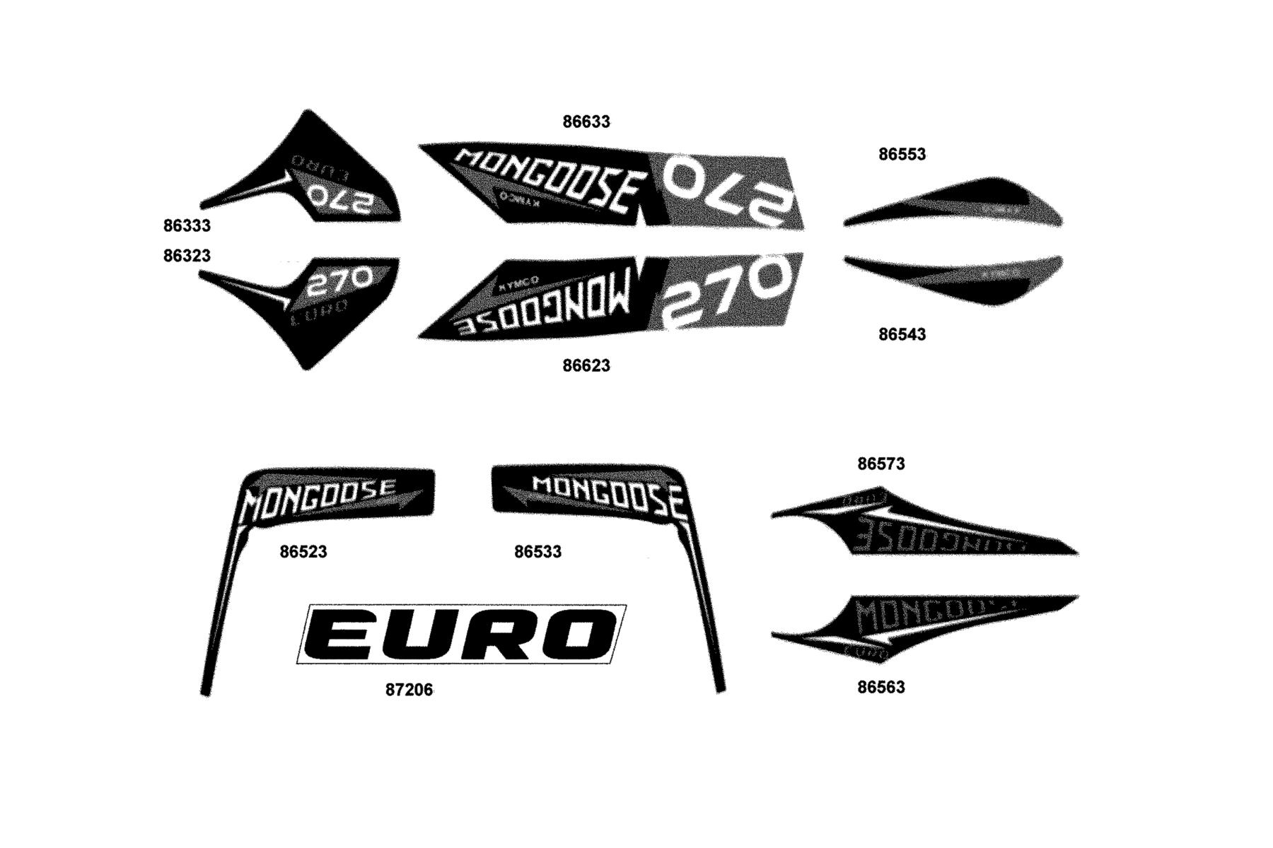 Mongoose(2021) Emblem ● Stripe parts diagram
