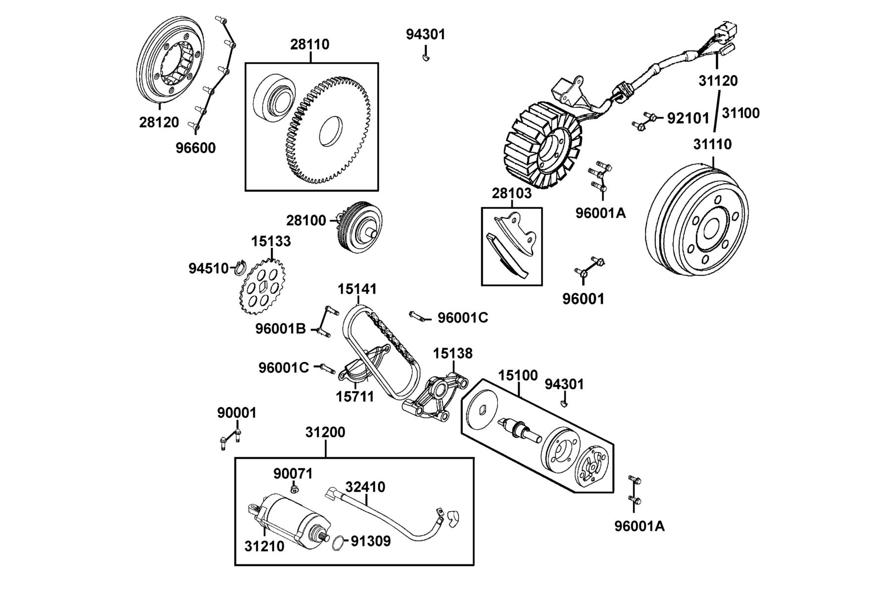 UXV 500i (2017~) Starting Motor ● Generator parts diagram