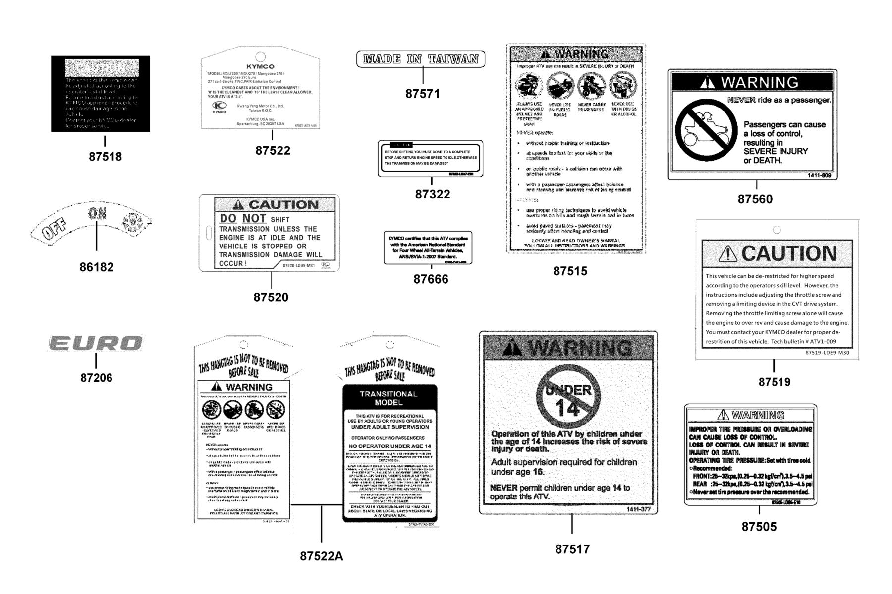 Mongoose 270(2020) Caution Label parts diagram