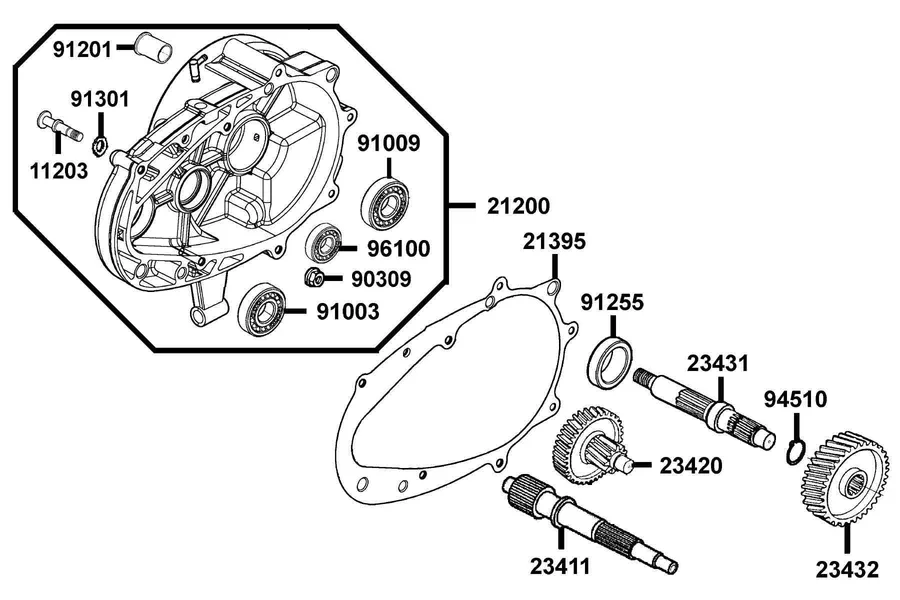 E08 Transmission parts diagram