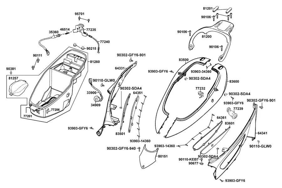 F12 Body Cover and Luggage Box parts diagram