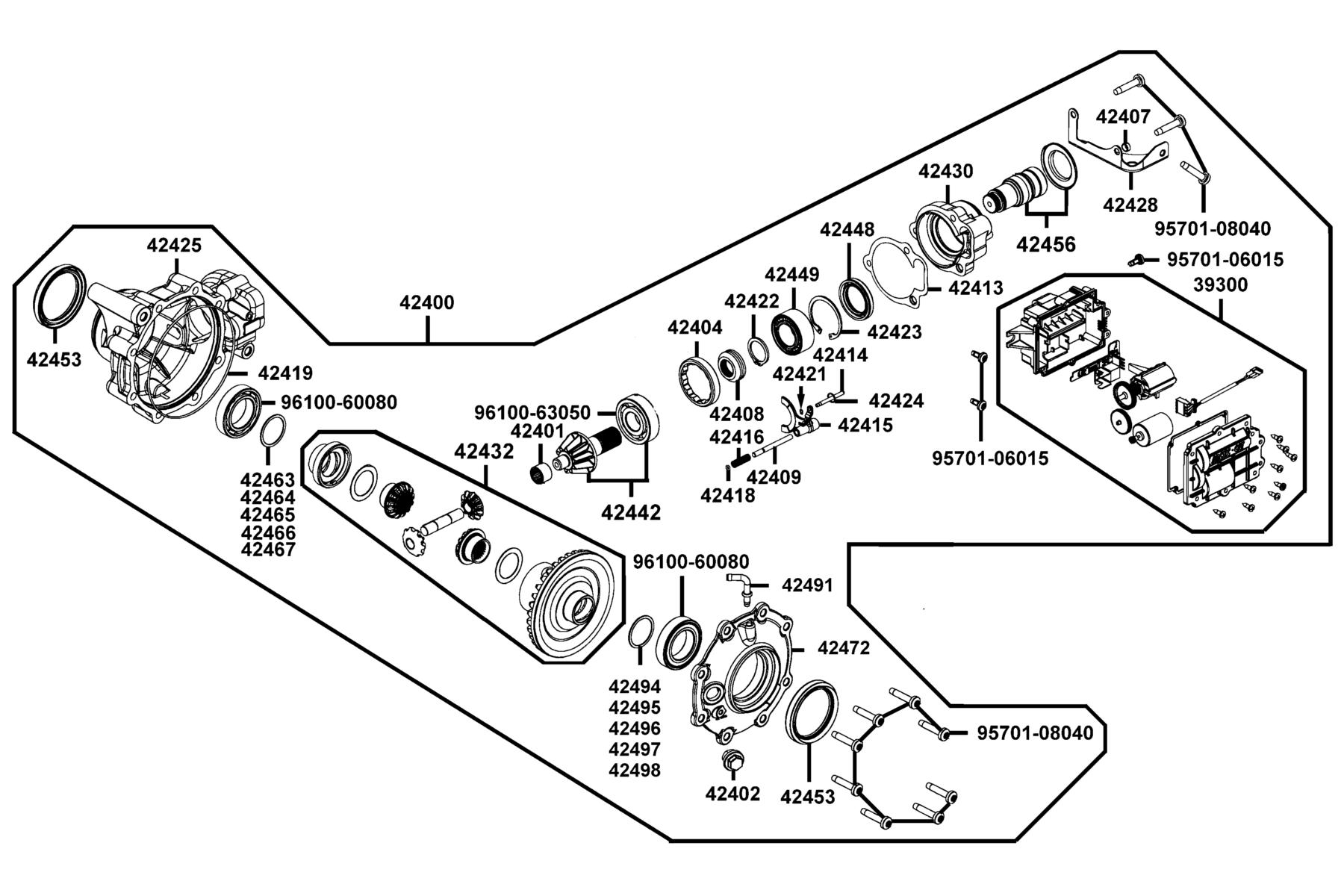 KYMCO MXU 500 (4*4 / IRS) (2010+) Separated Parts Of Fr Final Differential parts diagram
