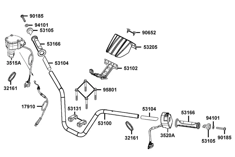F03 Tube Handlebar parts diagram