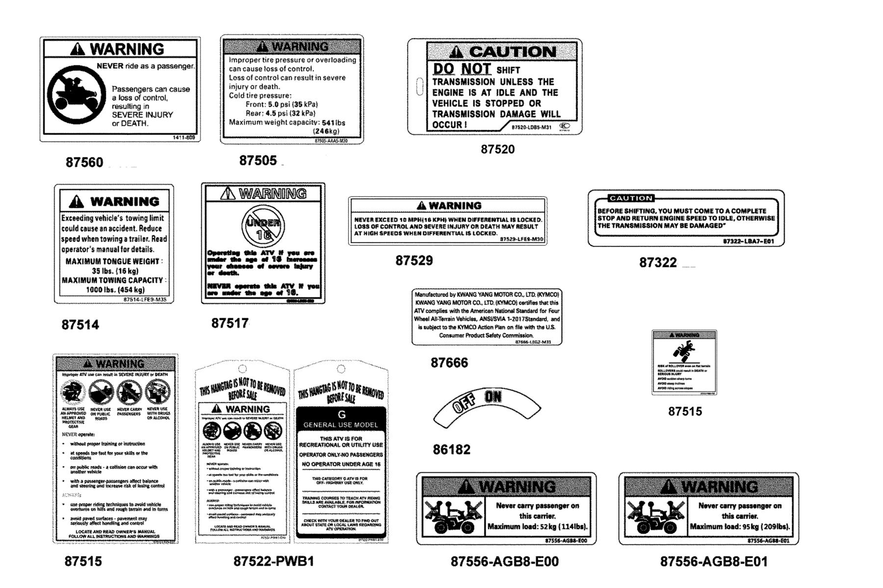 MXU Caution Label parts diagram