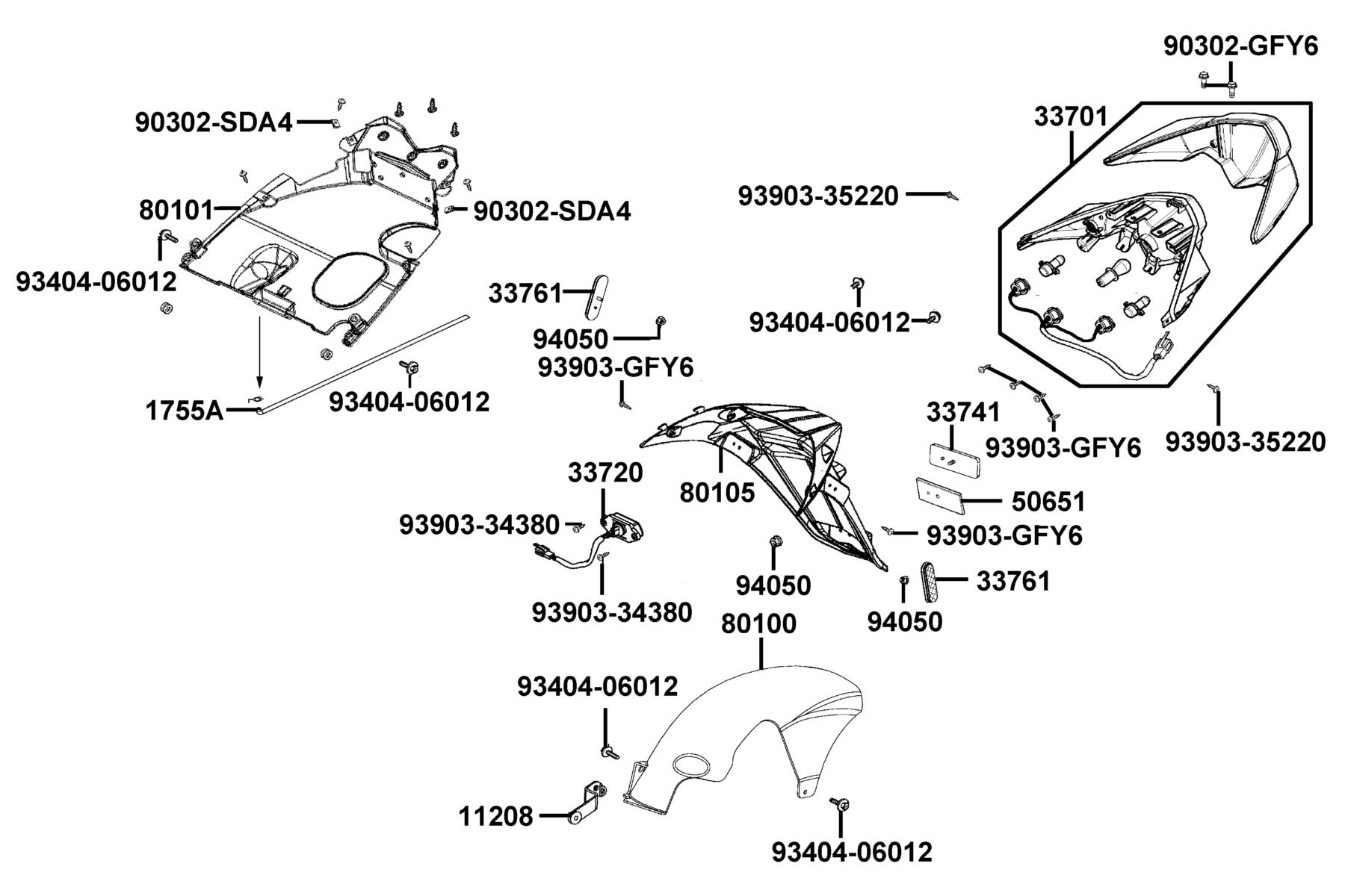 SUPER8 50R ON-ROAD(2017) Tail Light parts diagram