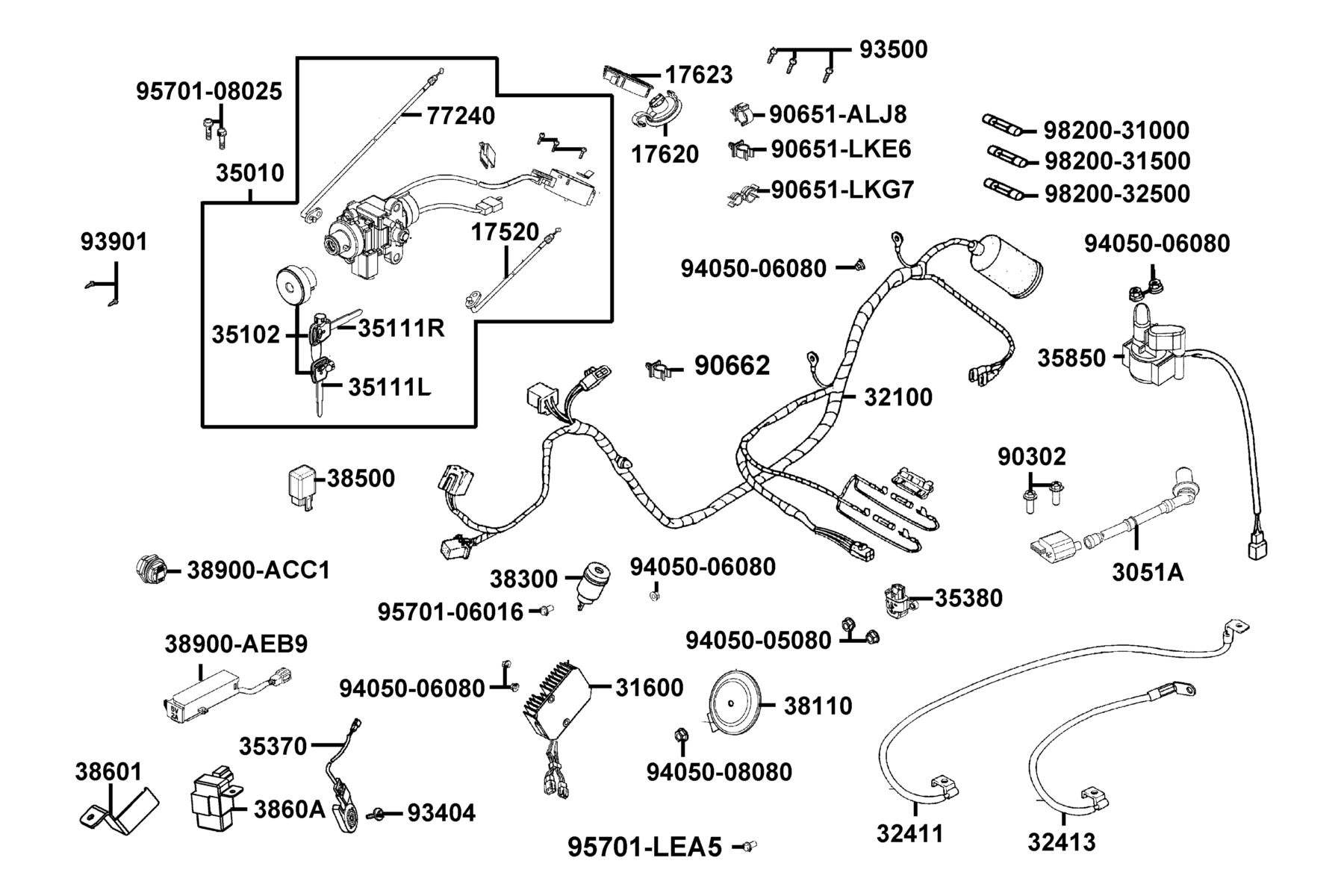 People S 150i ABS(2022) Wire Harness parts diagram