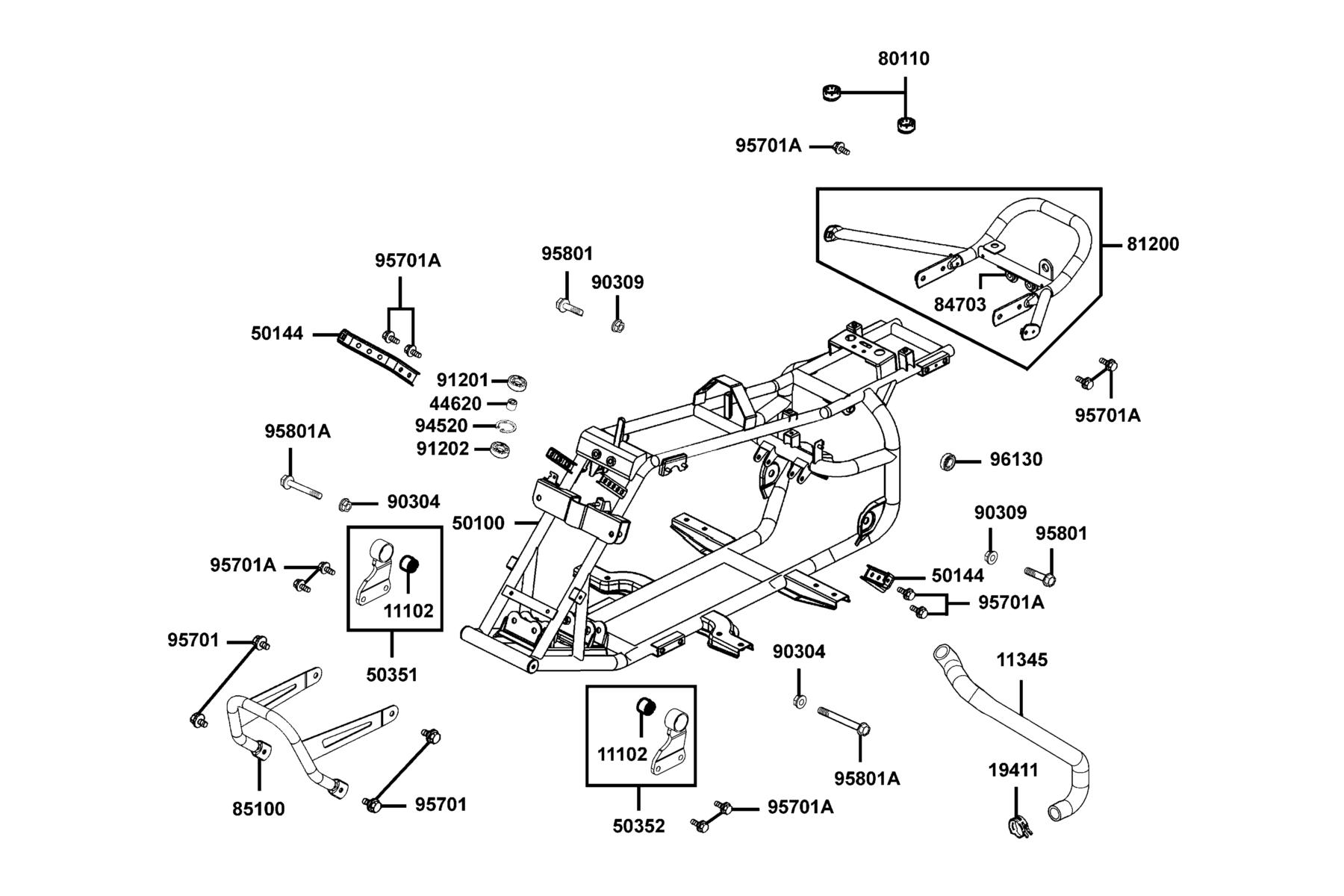 Mongoose 70s(2021) Frame Body parts diagram