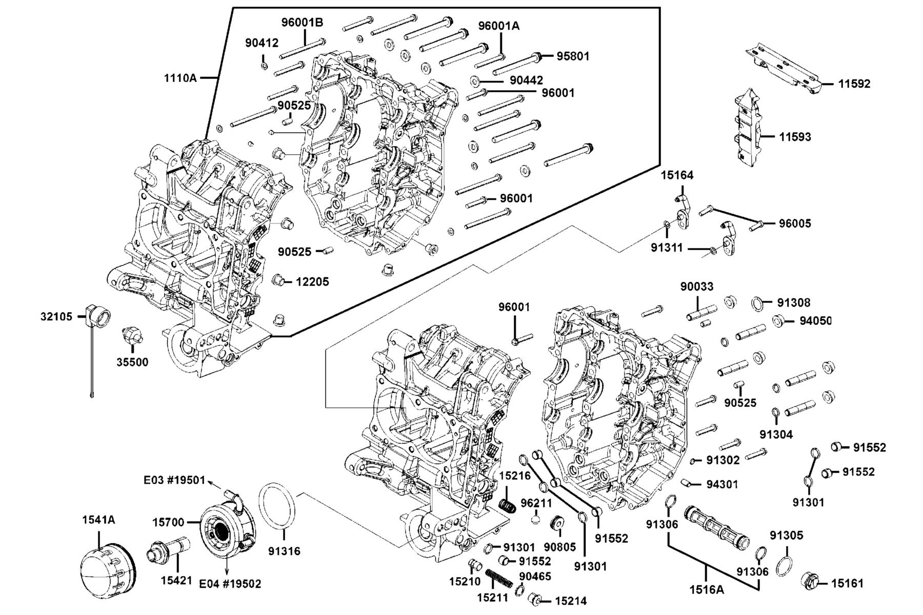 AK550 2022 Crank Case parts diagram