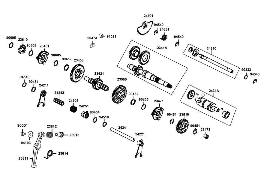 E07 Shaft Assy Drive and Spindle Assy Drum Shift parts diagram