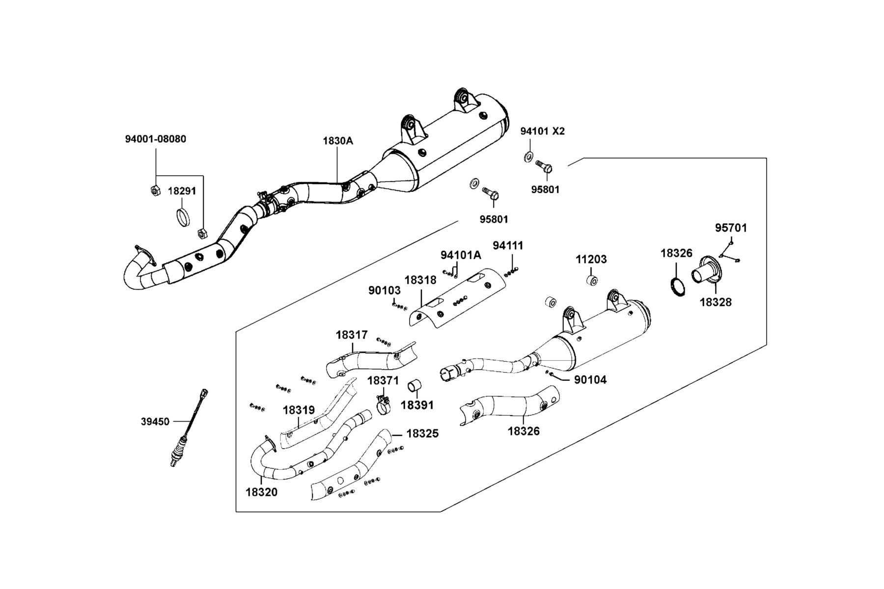 MXU Exhaust Muffler parts diagram